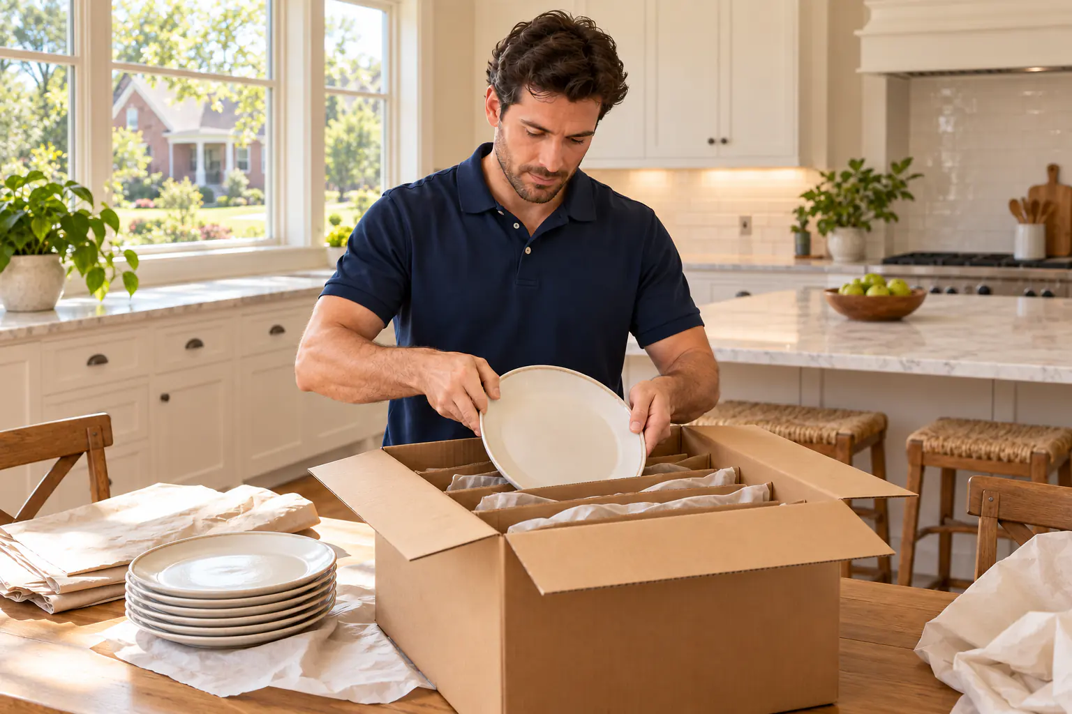 Careful packing of dishes for moving and storage in Spring Hill Careful packing of dishes for moving and storage in Spring Hill