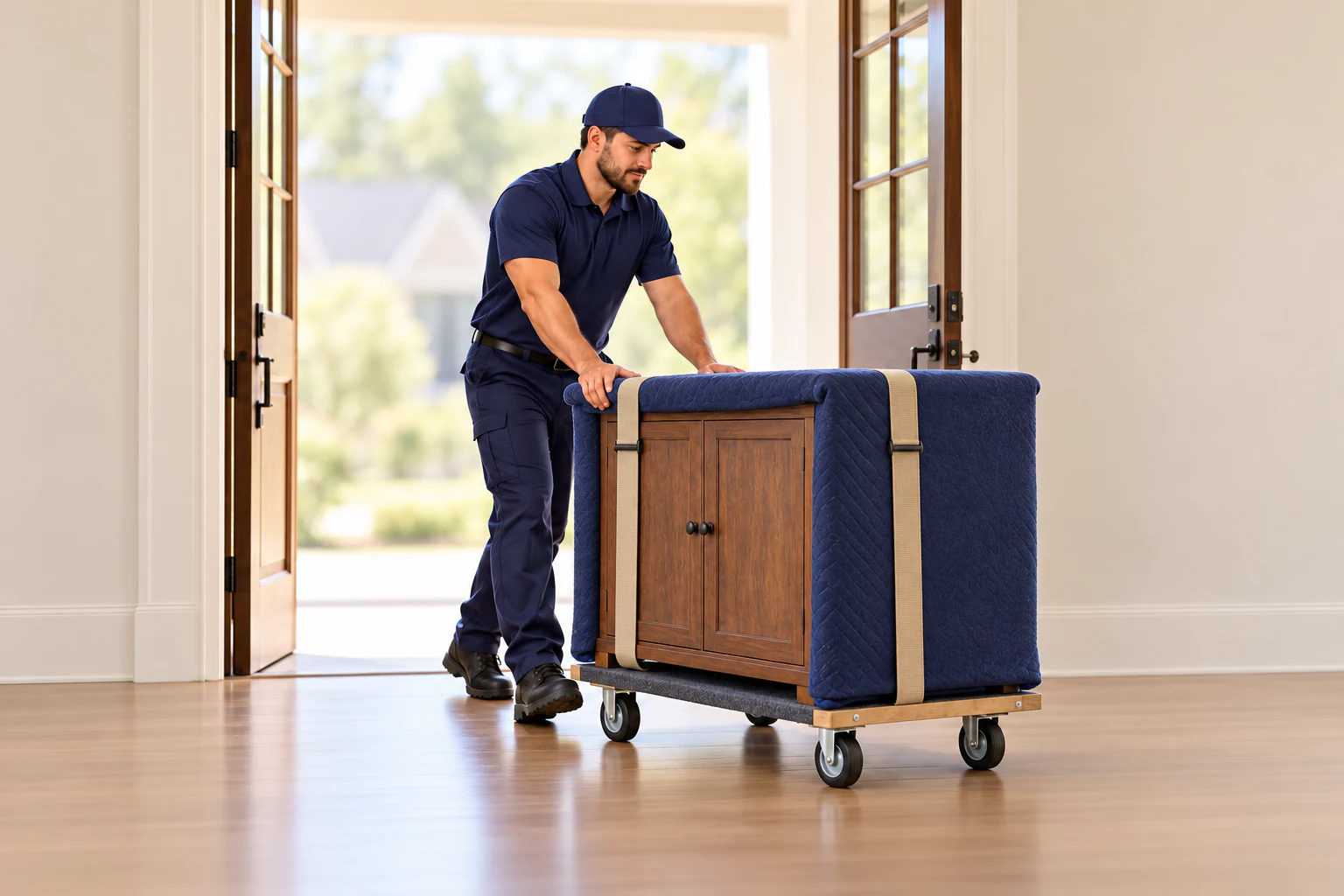 Movers loading boxes beside a Spring Hill home Movers loading boxes beside a Spring Hill home